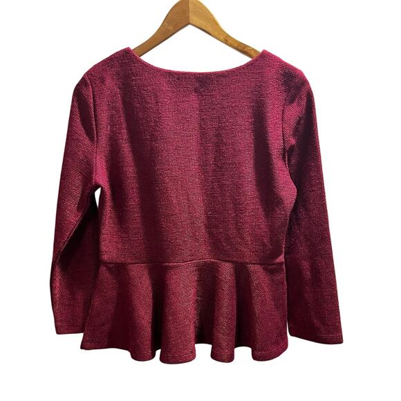 Dolce Vita Anthropologie Women's Gem Peplum Top Knit Burgundy Sweater sz Lg - Picture 3 of 9